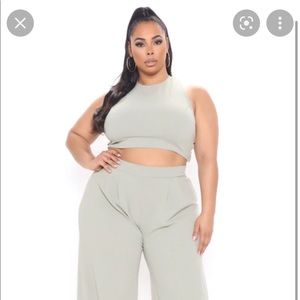 Ciao bella wide leg pant set in sage fashion nova